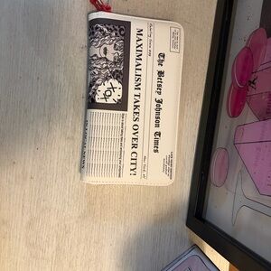 Betsey Johnson Black and White Newspaper Clutch